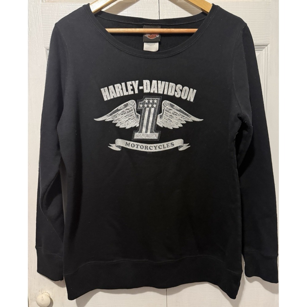 Harley Davidson Greenville SC black sweatshirt L Motorcycles Graphic Long sleeve